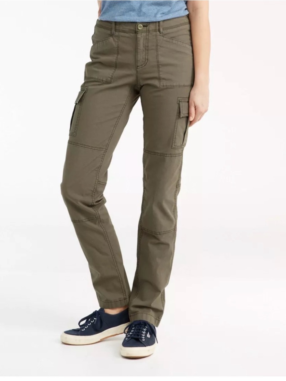 L.L. Bean Women's Straight-Leg Cargo Pants in Olive